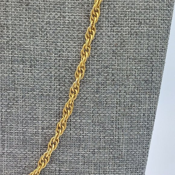 Roget TM Gold Toned Twisted Link 30" Long Necklace Chain Satellite Rings Vintage - Picture 4 of 7